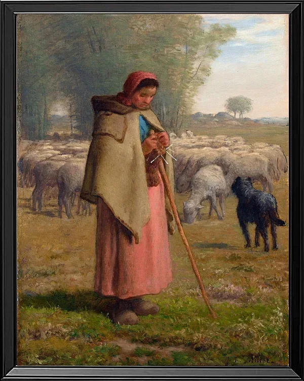 Junges Mädchen bewacht ihre Schafe – 1860