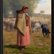 Junges Mädchen bewacht ihre Schafe – 1860