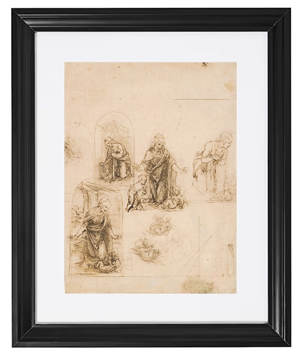 Kompositionsskizzen für die das Christkind anbetende Jungfrau – 1480