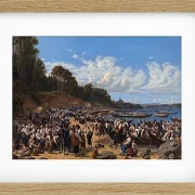 Kirchenbesucher kommen mit dem Boot an der Pfarrkirche an – 1853