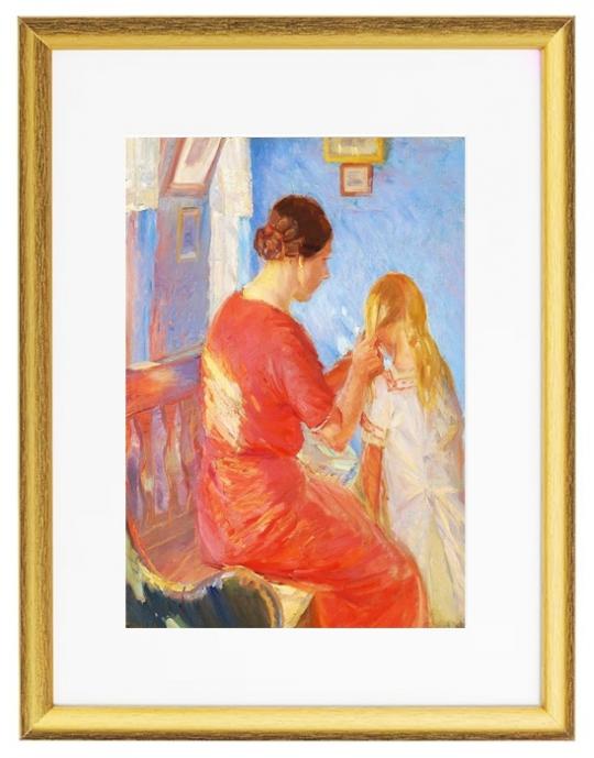 Die Mutter flechtet dem Kind die Haare – 1882