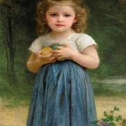 Kleines Mädchen hält Äpfel in den Händen – 1895