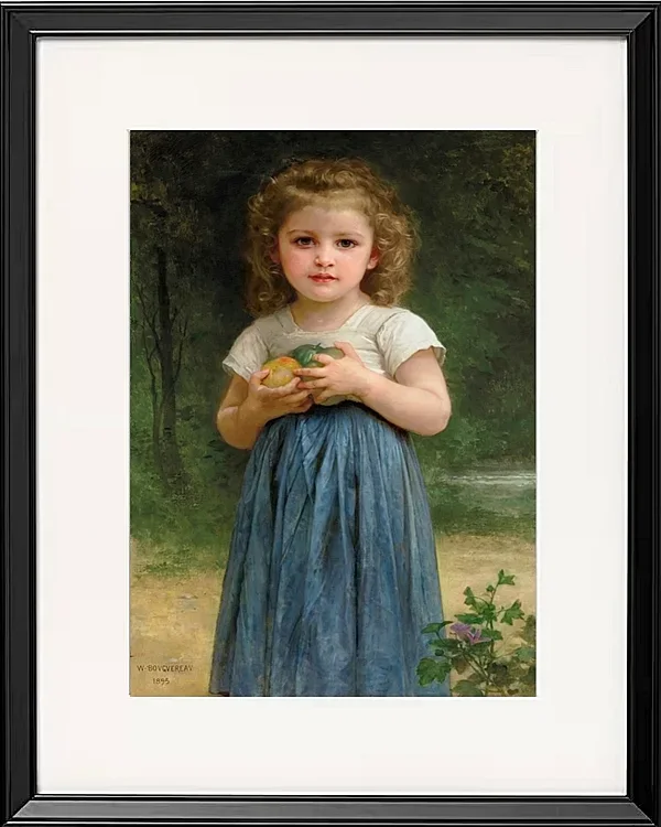 Kleines Mädchen hält Äpfel in den Händen – 1895