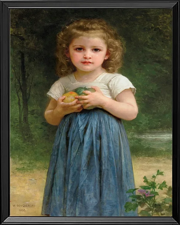 Kleines Mädchen hält Äpfel in den Händen – 1895