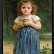 Kleines Mädchen hält Äpfel in den Händen – 1895