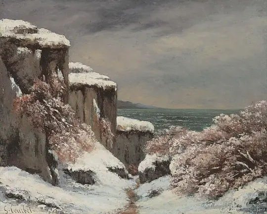 Klippen am Meer unter dem Schnee - 1864