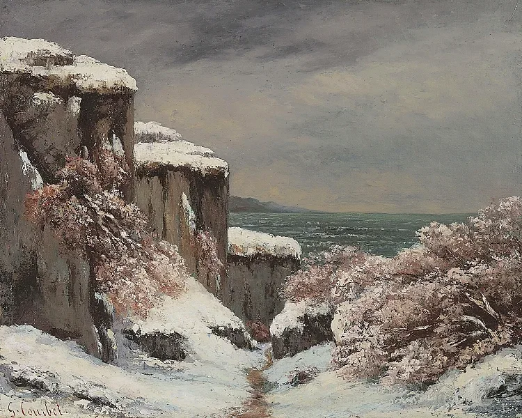 Klippen am Meer unter dem Schnee - 1864