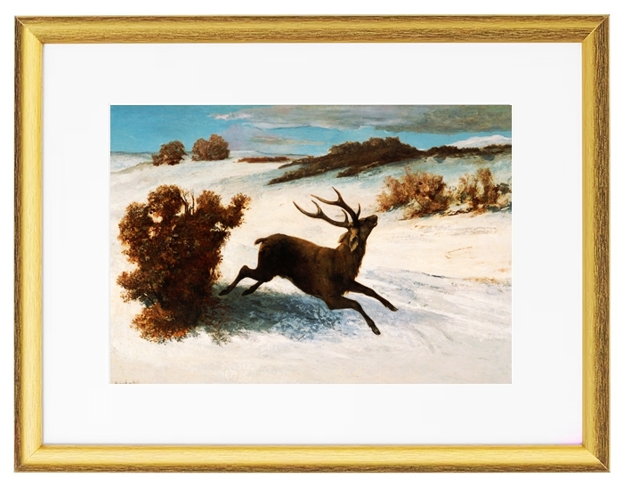 Deer running in the Snow  - 1856