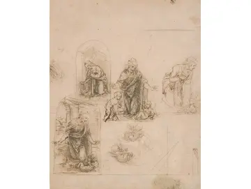 Kompositionsskizzen für die das Christkind anbetende Jungfrau – 1480