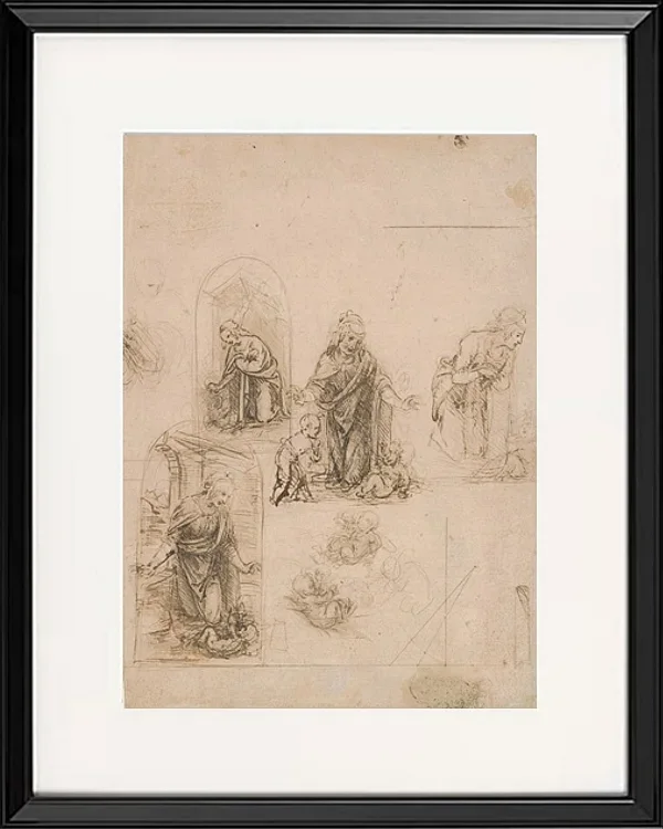 Kompositionsskizzen für die das Christkind anbetende Jungfrau – 1480