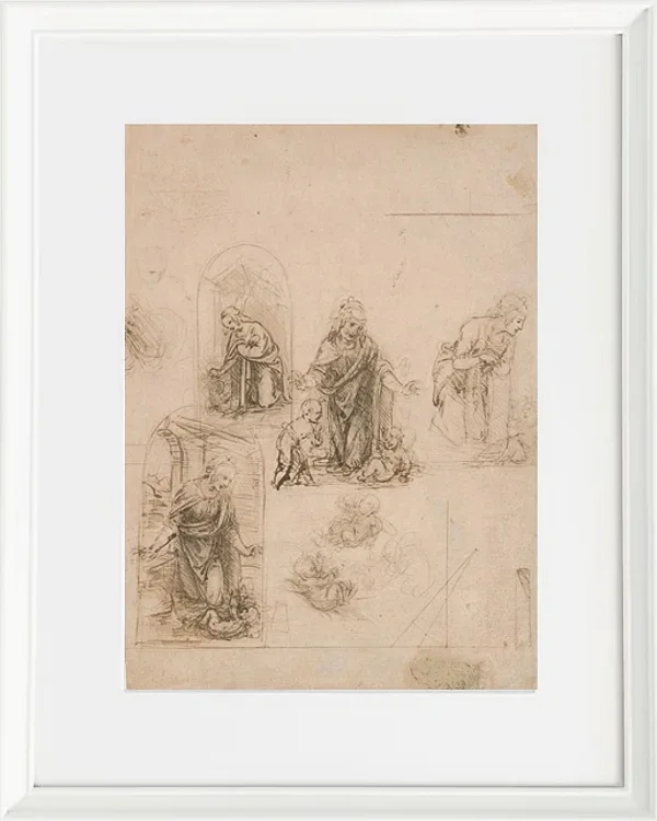 Kompositionsskizzen für die das Christkind anbetende Jungfrau – 1480