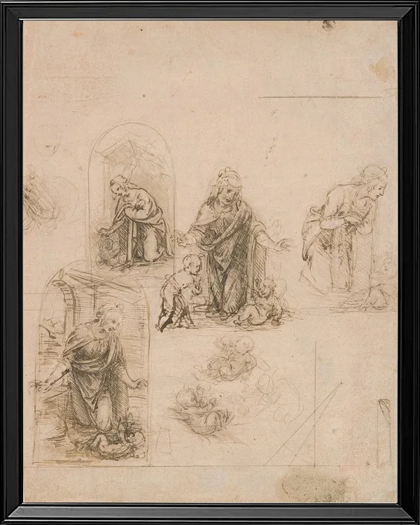 Kompositionsskizzen für die das Christkind anbetende Jungfrau – 1480