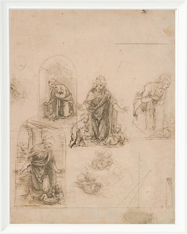 Kompositionsskizzen für die das Christkind anbetende Jungfrau – 1480