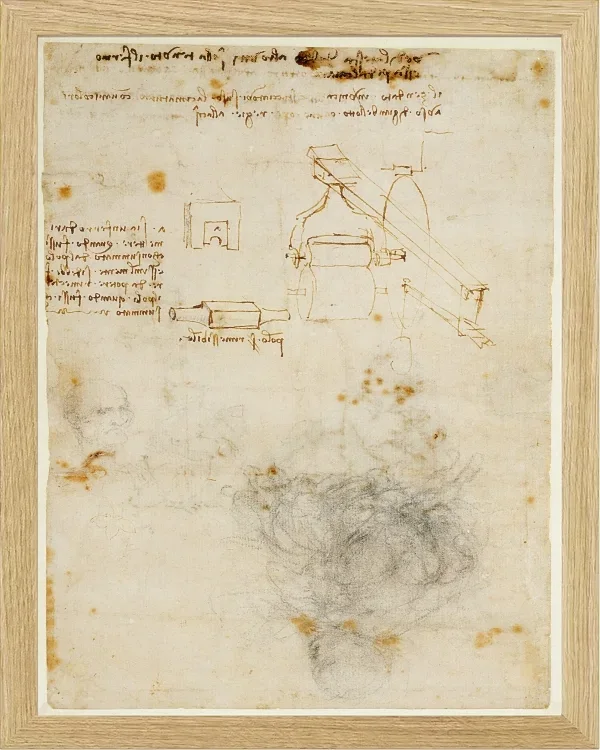 Kopf eines alten Mannes und Studien der Maschinen – 1504