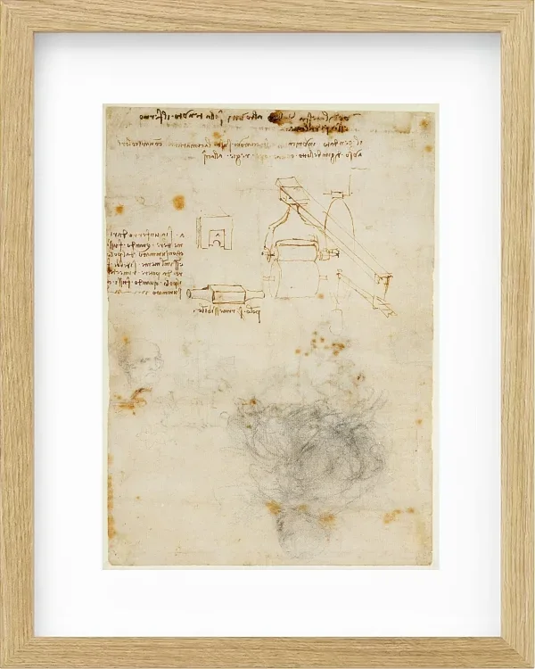 Kopf eines alten Mannes und Studien der Maschinen – 1504