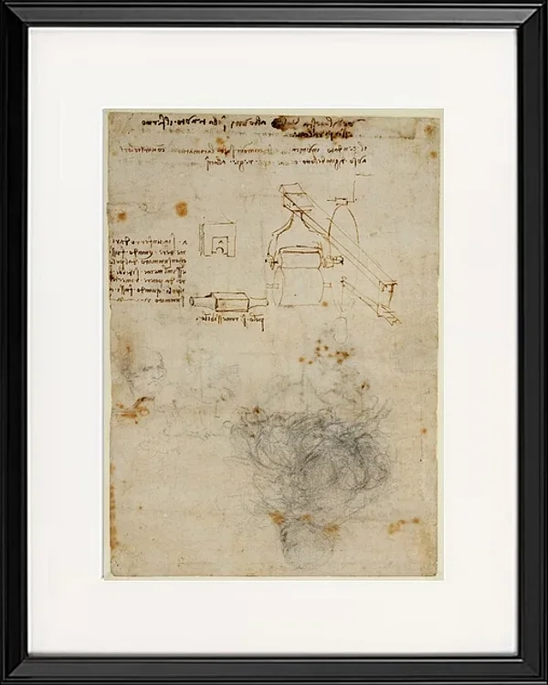 Kopf eines alten Mannes und Studien der Maschinen – 1504