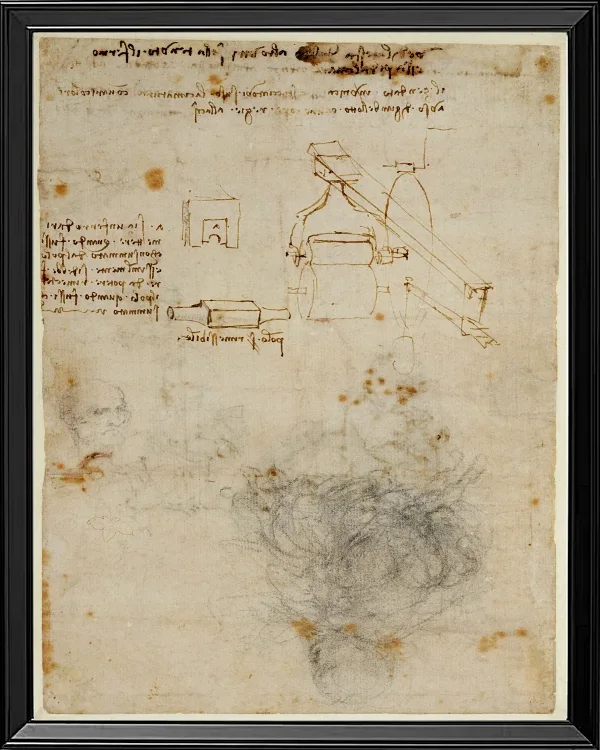 Kopf eines alten Mannes und Studien der Maschinen – 1504
