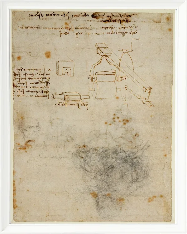Kopf eines alten Mannes und Studien der Maschinen – 1504