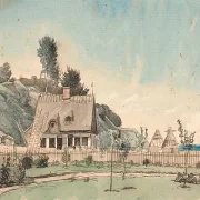 Küstenlandschaft mit reetgedeckten Häusern - 1840