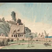 Küstenlandschaft mit reetgedeckten Häusern - 1840