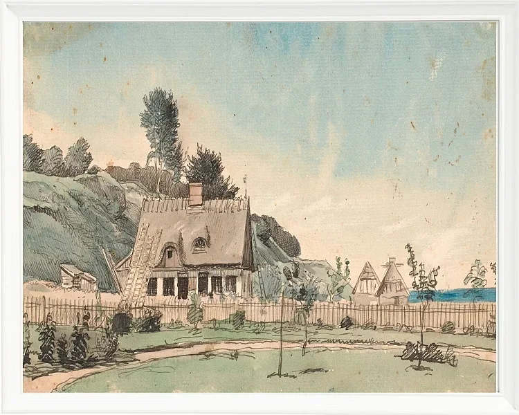 Küstenlandschaft mit reetgedeckten Häusern - 1840