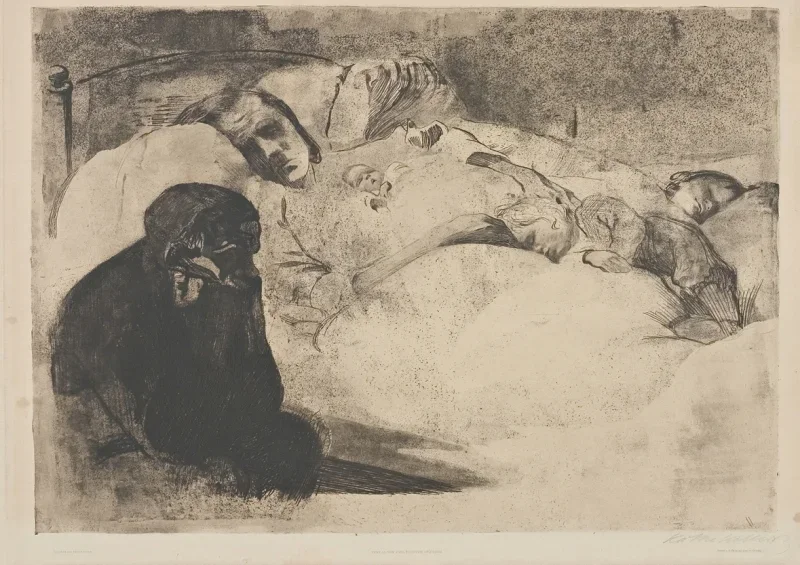 Käthe Kollwitz | Arbejdsløshed - 1909 | Indrammet kunsttryk | Realisme