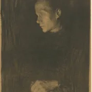 Käthe Kollwitz | Arbejdende kvinde i profil vendt mod venstre - 1903 | Indrammet kunsttryk | Realisme