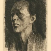 Käthe Kollwitz | Arbejdskvinde med ørering - 1910 | Gerahmter Kunstdruck | Realismus
