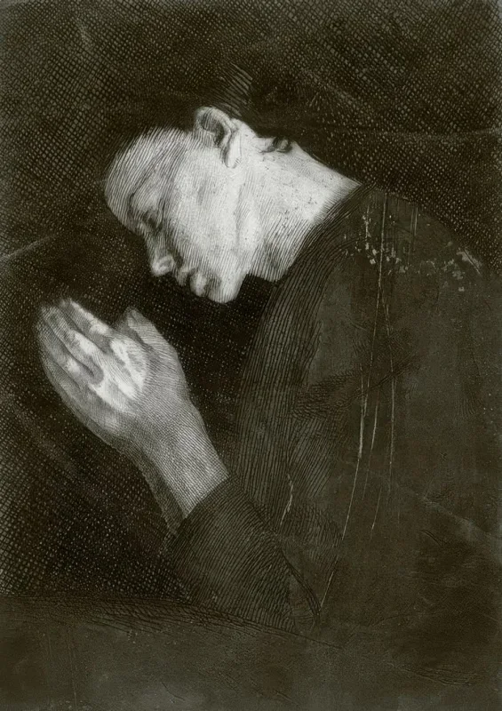 Käthe Kollwitz | Betendes Mädchen - 1892 | Gerahmter Kunstdruck | Realismus