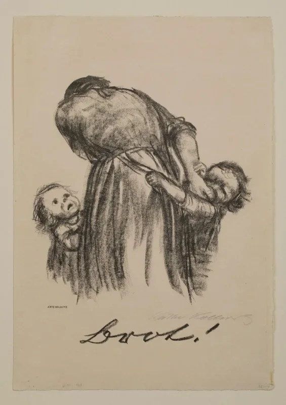 Käthe Kollwitz | Brød! - 1892 | Indrammet kunsttryk | Realisme