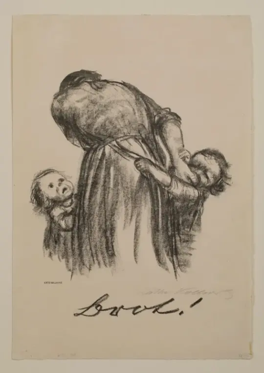 Käthe Kollwitz | Brød! - 1892 | Indrammet kunsttryk | Realisme