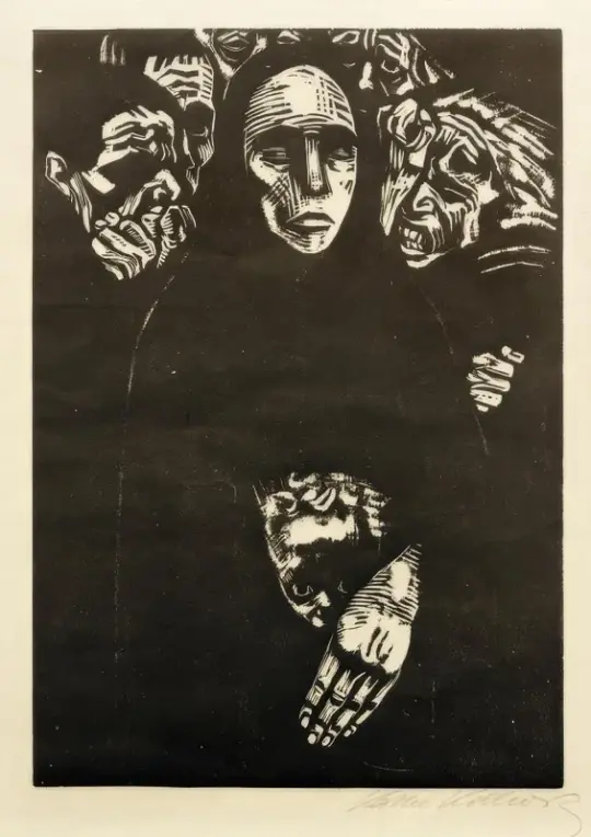 Käthe Kollwitz | Folket - 1916 | Indrammet kunsttryk | Realisme