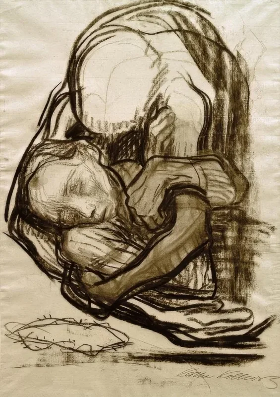 Käthe Kollwitz | Der Tod nimmt eine Frau zu sich - 1921 | Gerahmter Kunstdruck | Realismus
