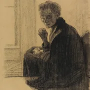 Käthe Kollwitz | Morgenmad på trappen - 1909 | Indrammet kunsttryk | Realisme