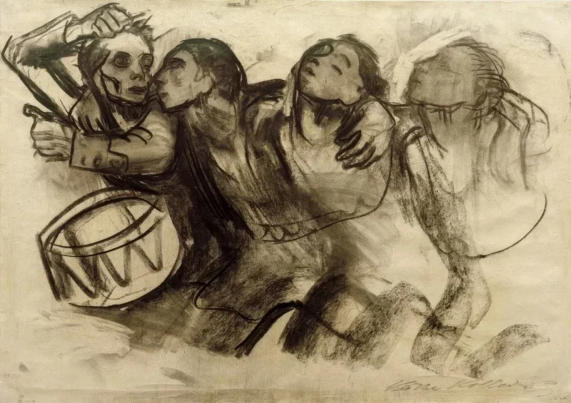 Käthe Kollwitz | De frivillige – 1916 | Indrammet kunsttryk | Realisme