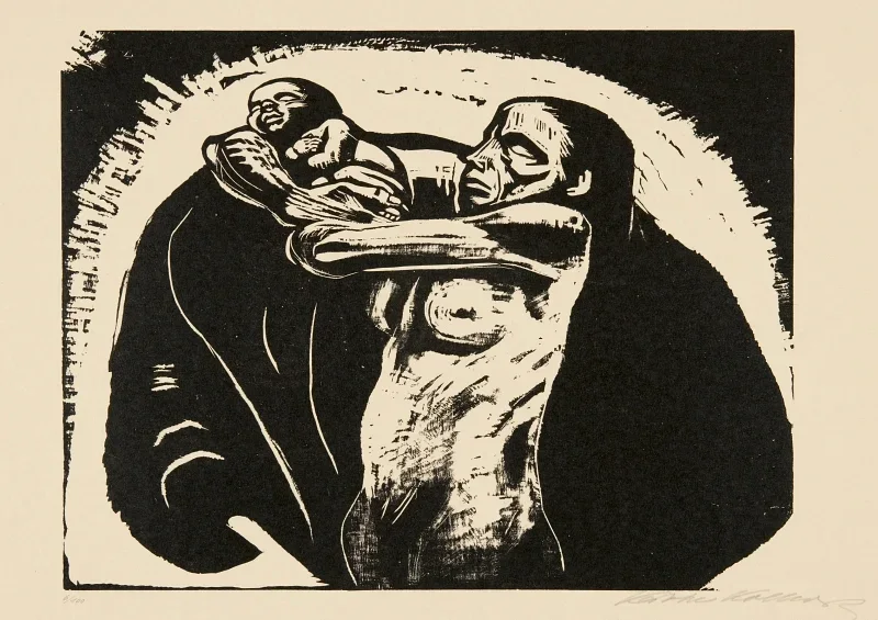 Käthe Kollwitz | Das Opfer - 1922 | Gerahmter Kunstdruck | Realismus