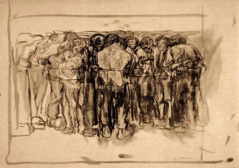 Käthe Kollwitz | Fangerne – 1908 | Indrammet kunsttryk | Realisme
