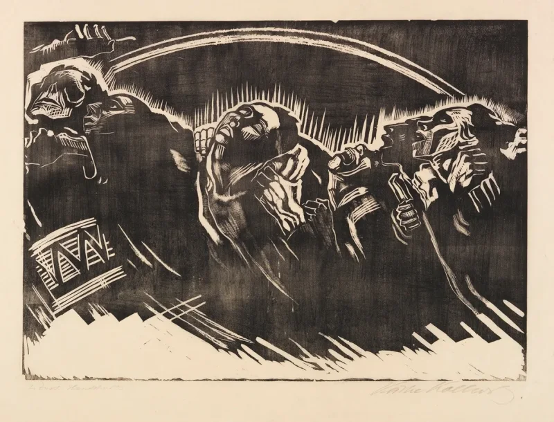 Käthe Kollwitz – Die Freiwilligen 1921 | Giclée Kunstdruck gerahmt