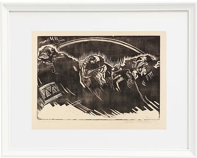 Käthe Kollwitz – Die Freiwilligen 1921 | Giclée Kunstdruck gerahmt