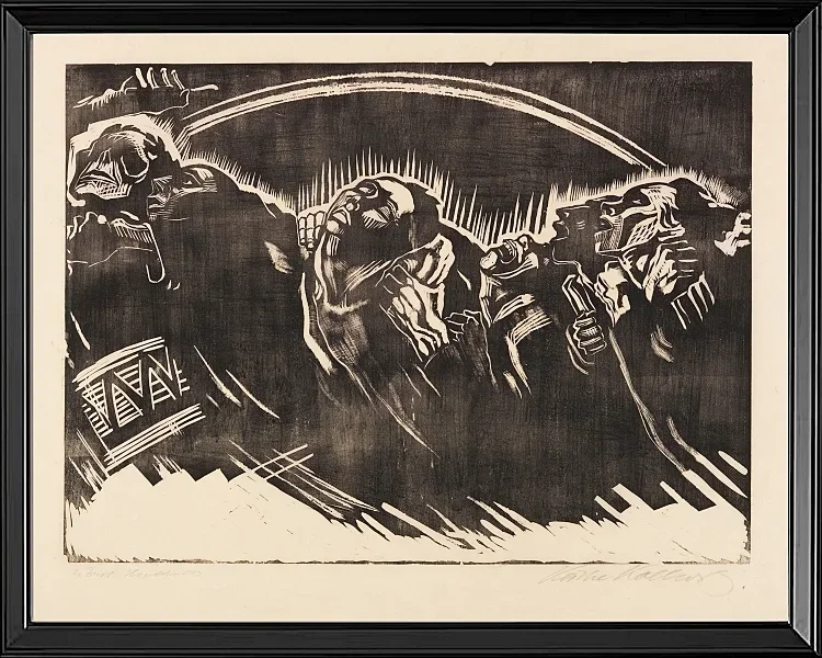 Käthe Kollwitz – Die Freiwilligen 1921 | Giclée Kunstdruck gerahmt