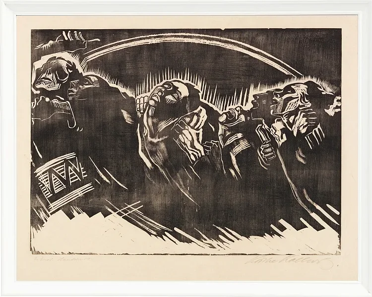 Käthe Kollwitz – Die Freiwilligen 1921 | Giclée Kunstdruck gerahmt