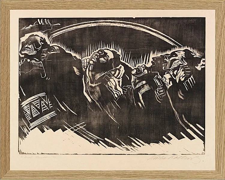 Käthe Kollwitz – Die Freiwilligen 1921 | Giclée Kunstdruck gerahmt