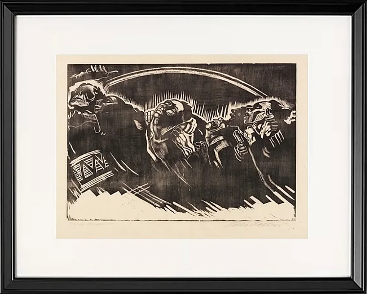 Käthe Kollwitz – Die Freiwilligen 1921 | Giclée Kunstdruck gerahmt