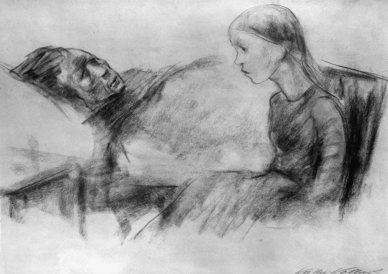 Käthe Kollwitz | Die kranke Mutter - 1920 | Gerahmter Kunstdruck | Realismus