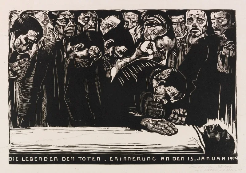 Käthe Kollwitz | Mindeark for Karl Liebknecht - 1919 | Indrammet kunsttryk | Realisme