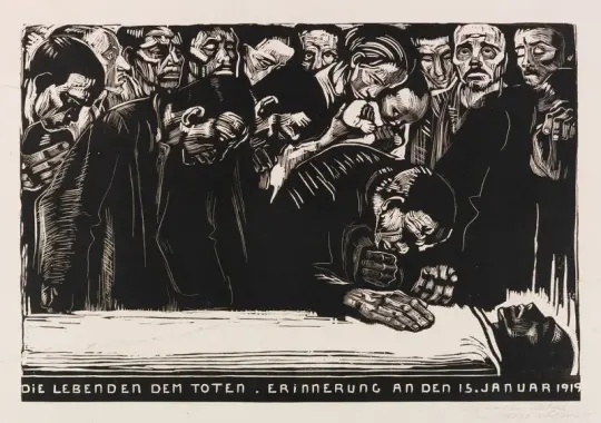 Käthe Kollwitz | Mindeark for Karl Liebknecht - 1919 | Indrammet kunsttryk | Realisme