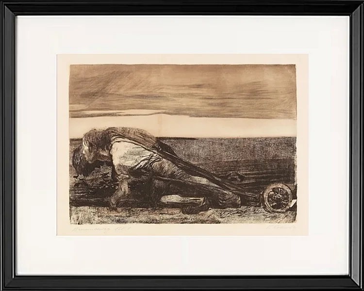 Käthe Kollwitz – Die Pflüger 1907 | Giclée Kunstdruck gerahmt