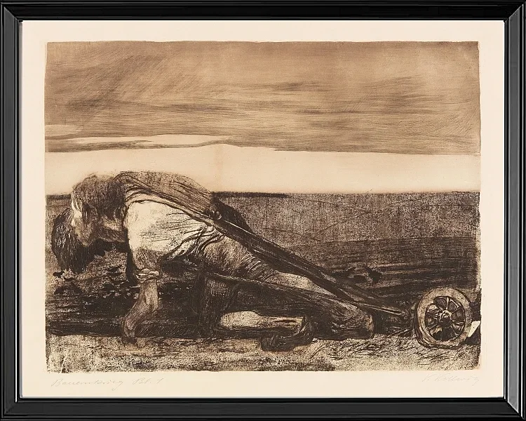 Käthe Kollwitz – Die Pflüger 1907 | Giclée Kunstdruck gerahmt