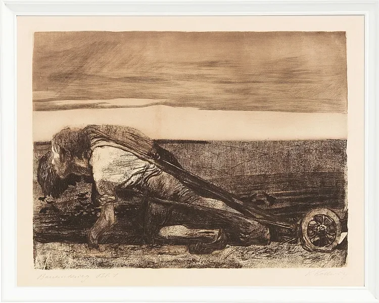 Käthe Kollwitz – Die Pflüger 1907 | Giclée Kunstdruck gerahmt