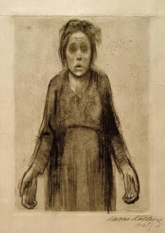 Käthe Kollwitz | Enken – 1916 | Indrammet kunsttryk | Realisme